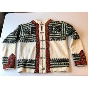 Vintage Nordstrikk Womens Cardigan Sweater Multicolor Nordic Fair Isle Knit M